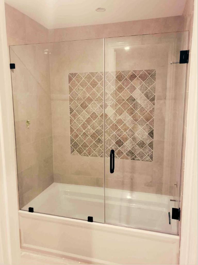 34-swing door shower glass on bathtub