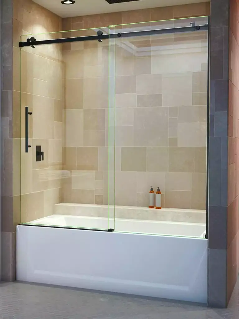 VanGlaze - sliding glass shower door on bathtub in Burnaby & Langley