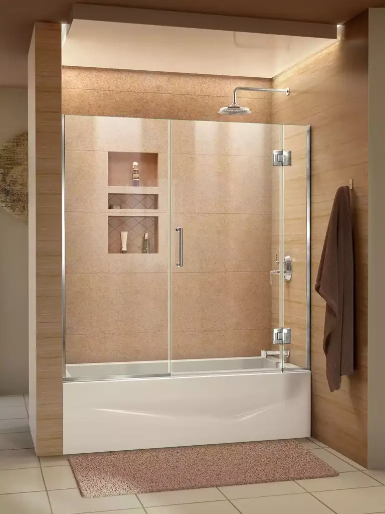 VanGlaze - swing glass shower door on bathtub in Burnaby & Langley