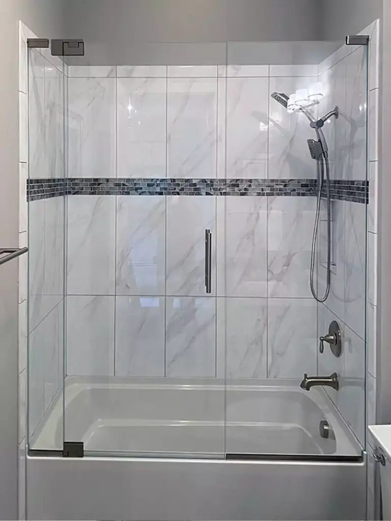 VanGlaze - swing glass shower door on bathtub in Burnaby & Langley