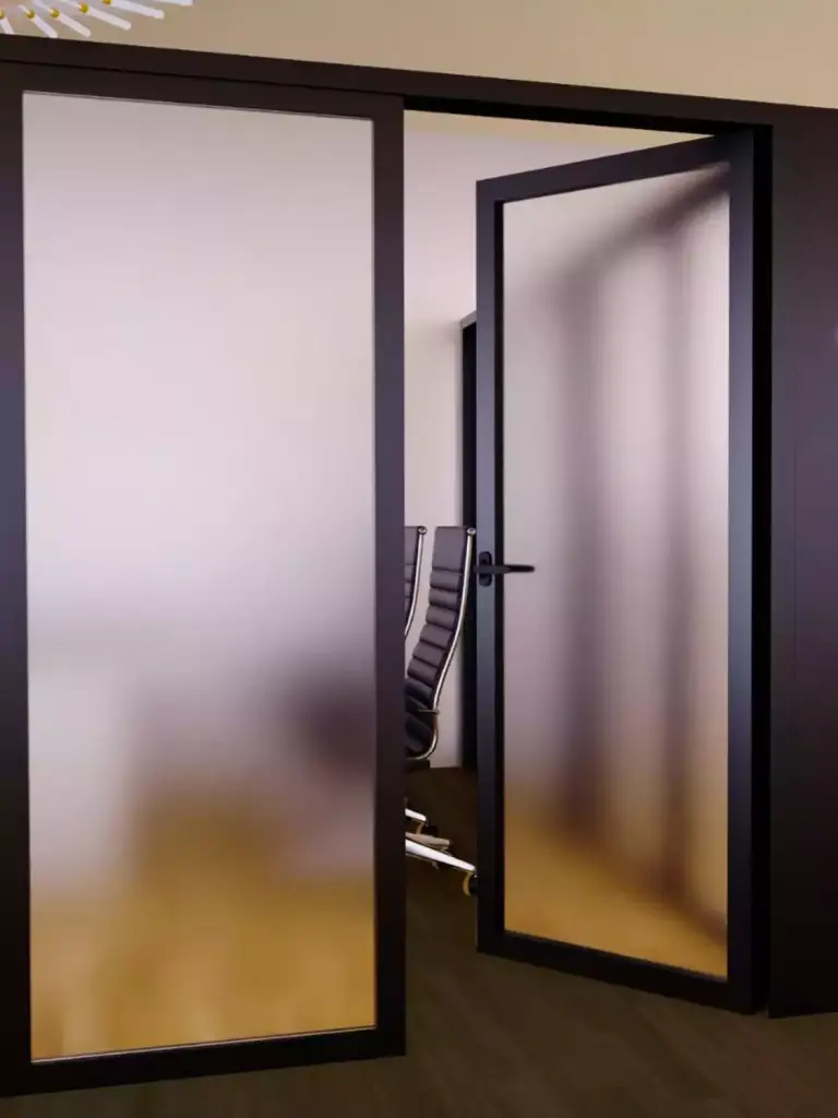 VanGlaze - glass swing door office partition in Langley & Burnaby