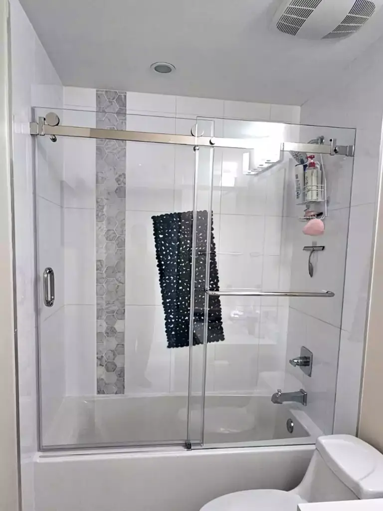 VanGlaze - sliding glass shower door on bathtub in Burnaby & Langley