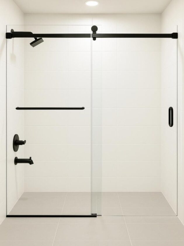 Sliding Glass Shower Door Shower Glass - Black color and other hardware