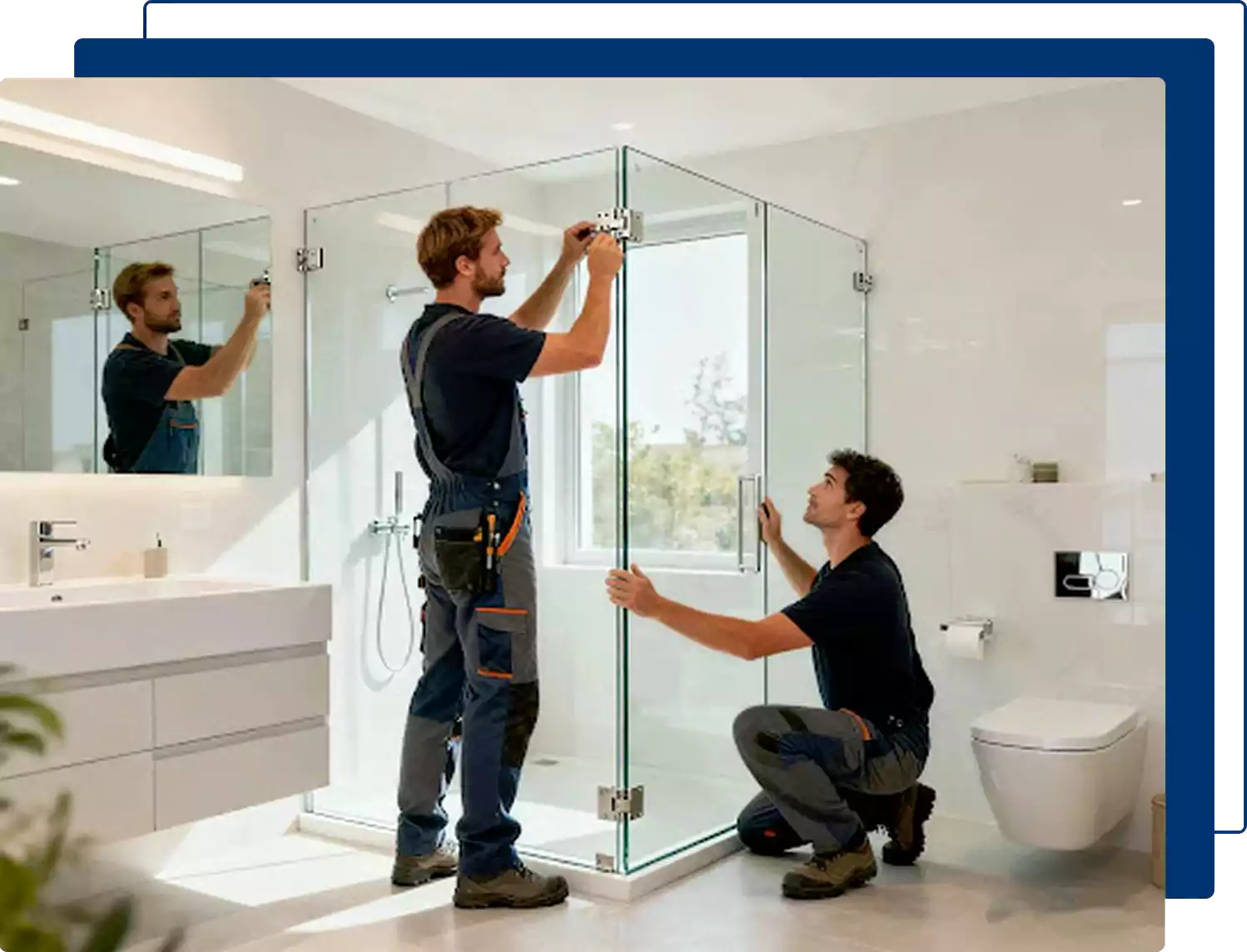 install glass shower door above