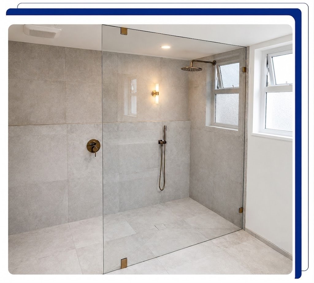 Full Height Fixed Panel shower Glass