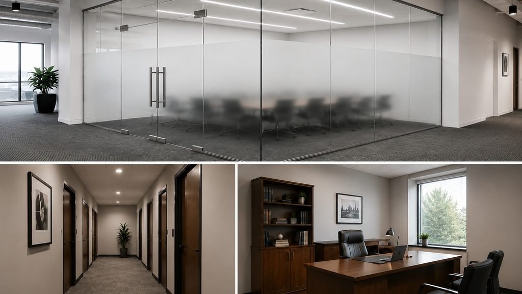 Glass Office Partitions vs. Drywall Offices: Pros, Cons & Key Differences 1 glass office parition