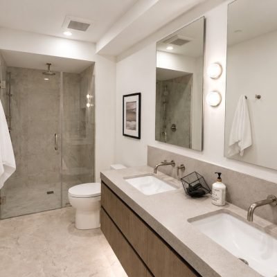 Double mirror and shower