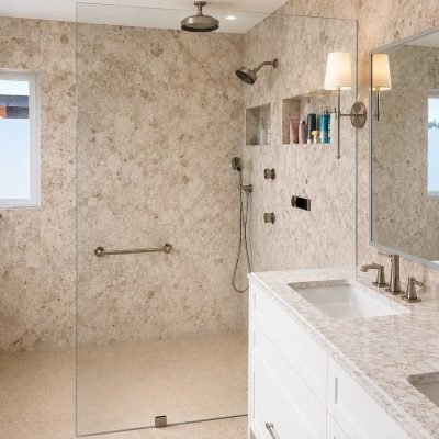 Fixed Panel shower glass with low iron glass