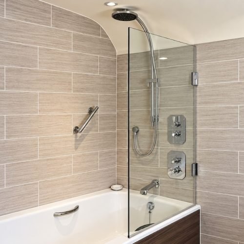 Fixed panerl shower glass