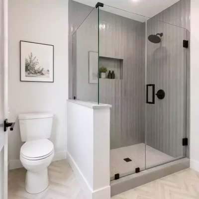 Frameless swing glass shower door installed by VanGlaze in Metro Vancouver